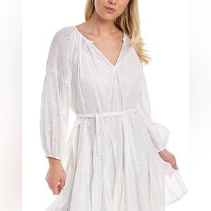 Evereve Gracie velvet white eyelet dress, size small, NWT